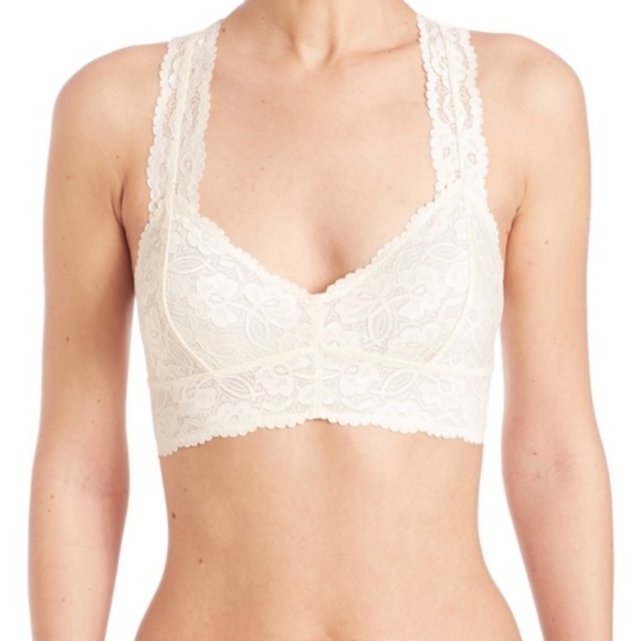 FREE PEOPLE Intimately Lace Racerback Bralette In Cream - Picture 1 of 6